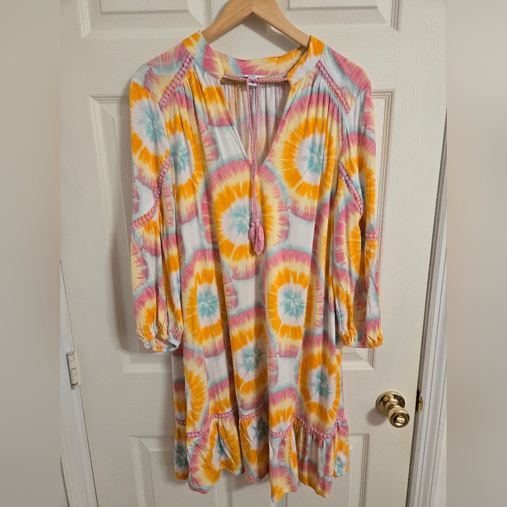 Crown & Ivy Pink, Orange And Blue  Tie-Dye Dress Size XL